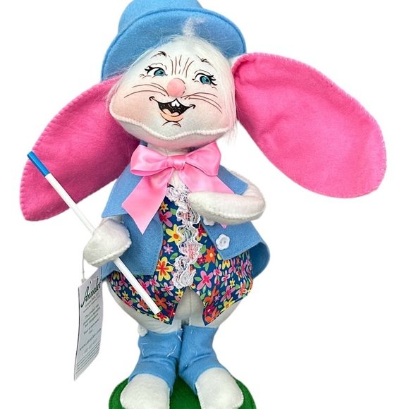 2 Annalee 12" Easter Parade Boy And Girl Bunny Rabbit In Blue Felt NWT 2019-2020 - Picture 5 of 16